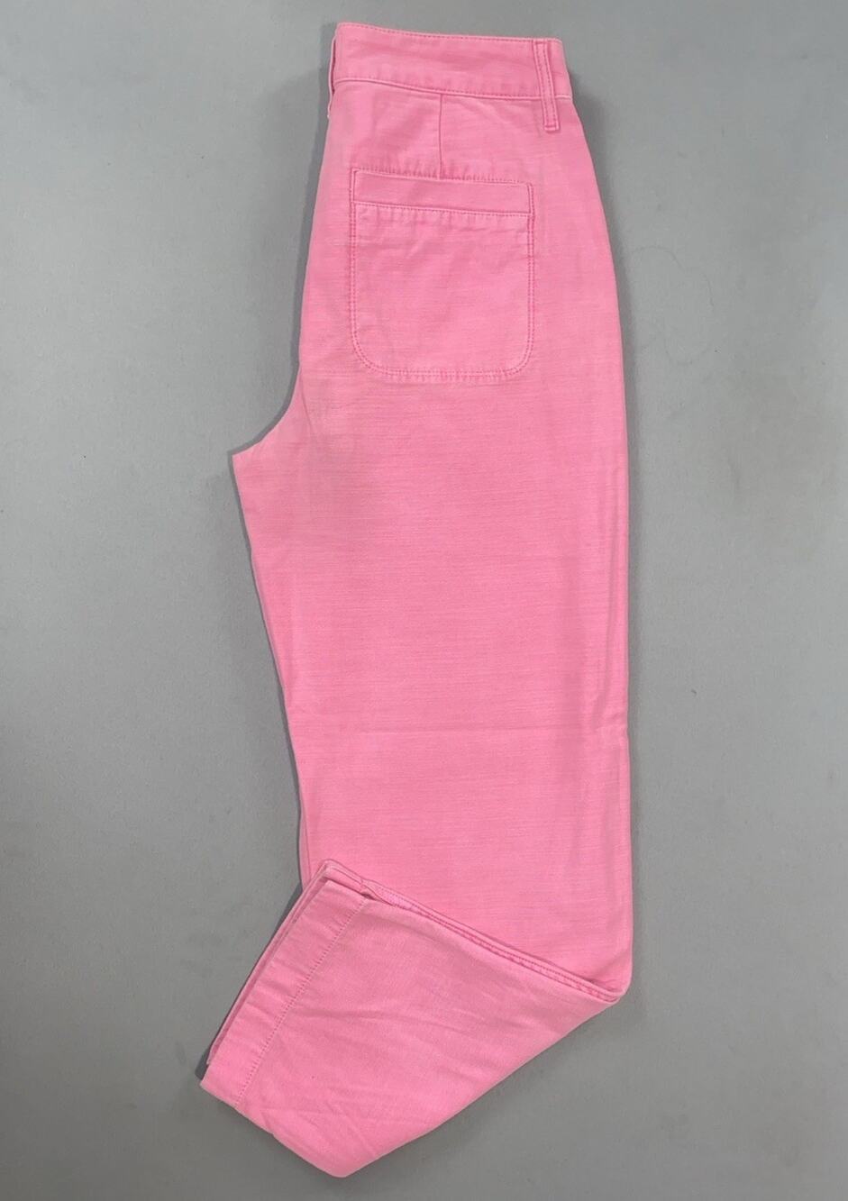 J Crew AP392 Women's Garment-Dyed Foundry Cotton Chambray Pants. Pink, Size 2.